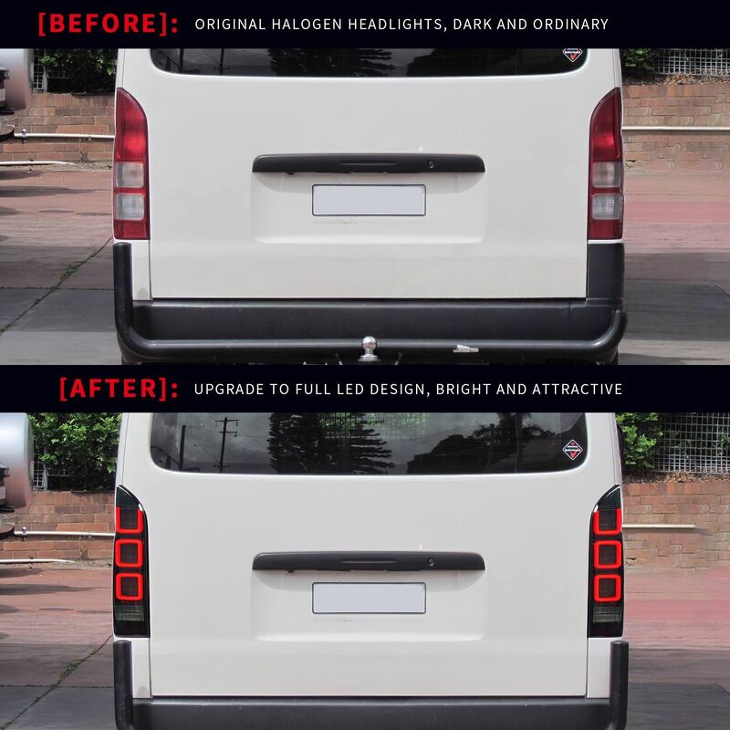 Smoke Black V3 3D Full LED Tail Lights Fit For Toyota Hiace Van 2004-2020 - image 4