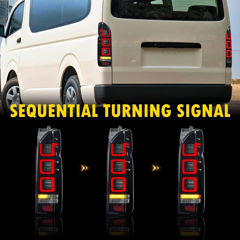 Smoke Black V3 3D Full LED Tail Lights Fit For Toyota Hiace Van 2004-2020 - image 5