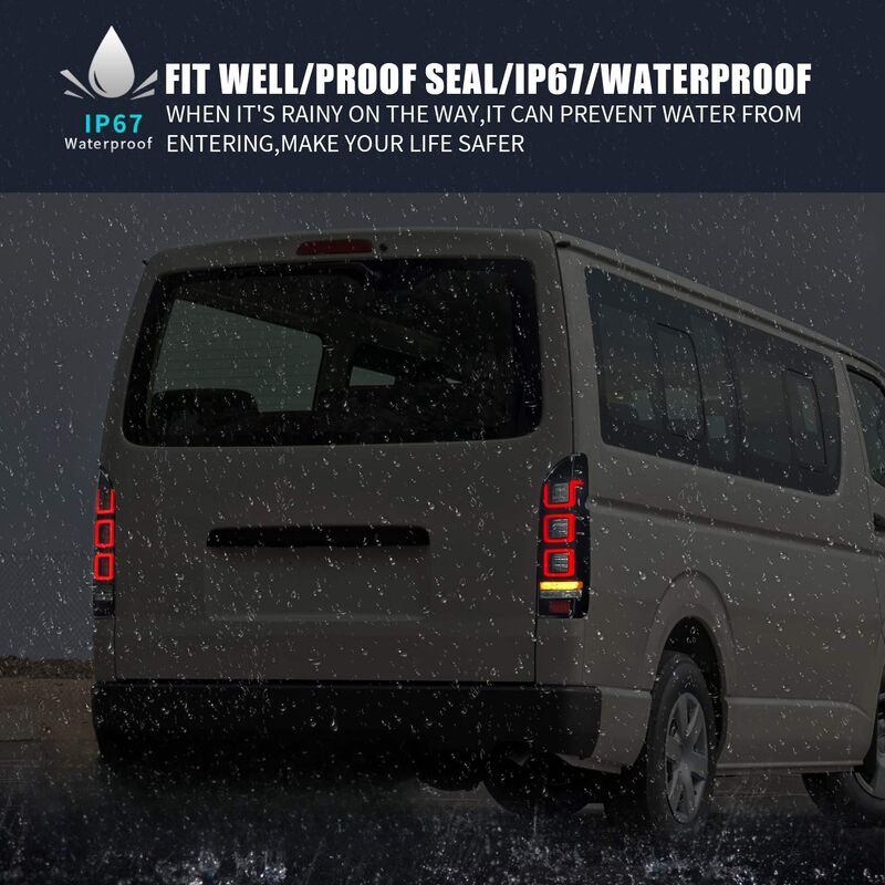 Smoke Black V3 3D Full LED Tail Lights Fit For Toyota Hiace Van 2004-2020 - image 7