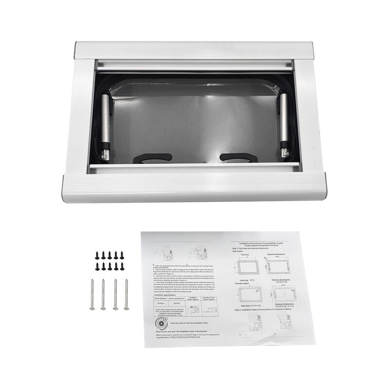 RV Caravan Push Out Flat Window Rounded Corner 350x500mm Fit For RVs Campers Mobile Homes - image 1