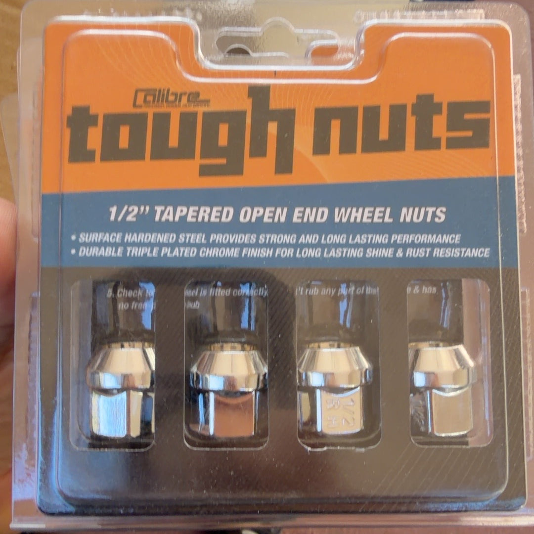 Calibre Tough Nuts 1/2 inch tapered open end wheel nuts four pack
