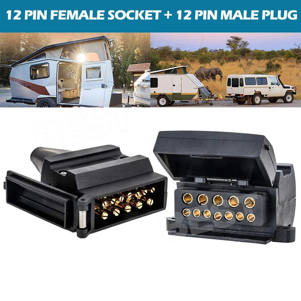 12 Pin Flat Trailer Socket Plug Set Connector Trailer Caravan Camper Adaptor - view 7
