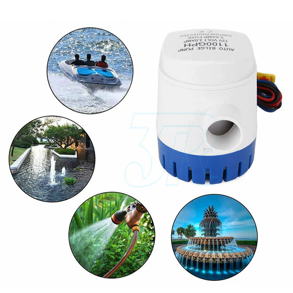 12V 1100GPH Bilge Pump Boat Automatic Water Auto Marine Submersible Float Switch - view 8