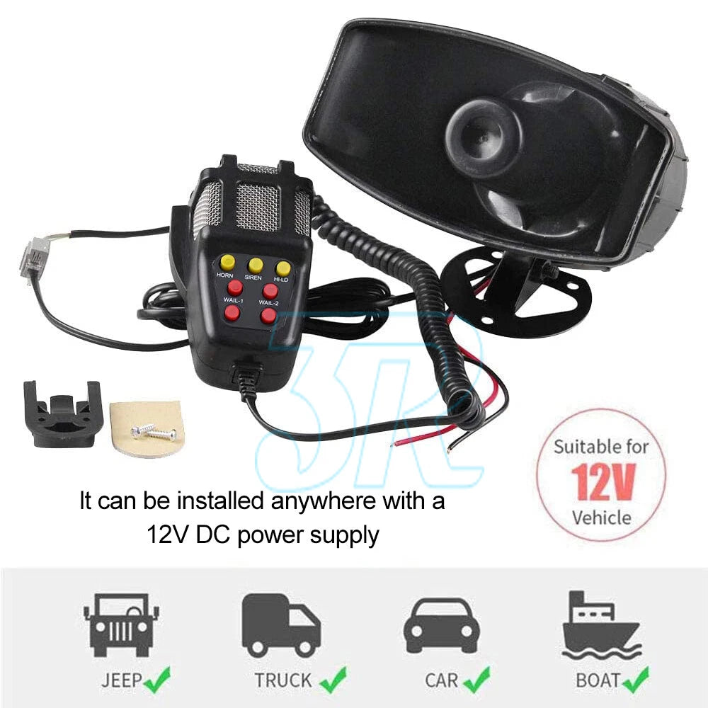 12V Air Horn Siren Megaphone Loud+MIC Speaker 5 Sounds Car Vehicle Truck Van - view 6
