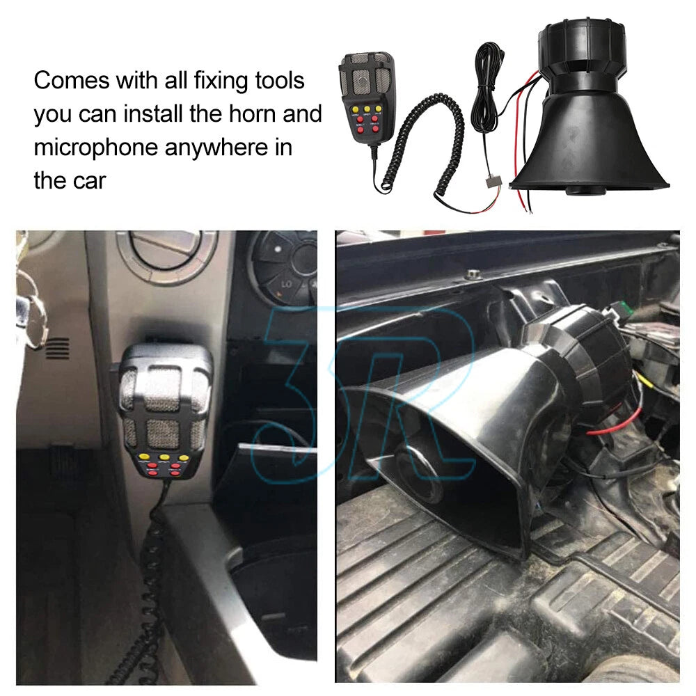 12V Air Horn Siren Megaphone Loud+MIC Speaker 5 Sounds Car Vehicle Truck Van - view 7