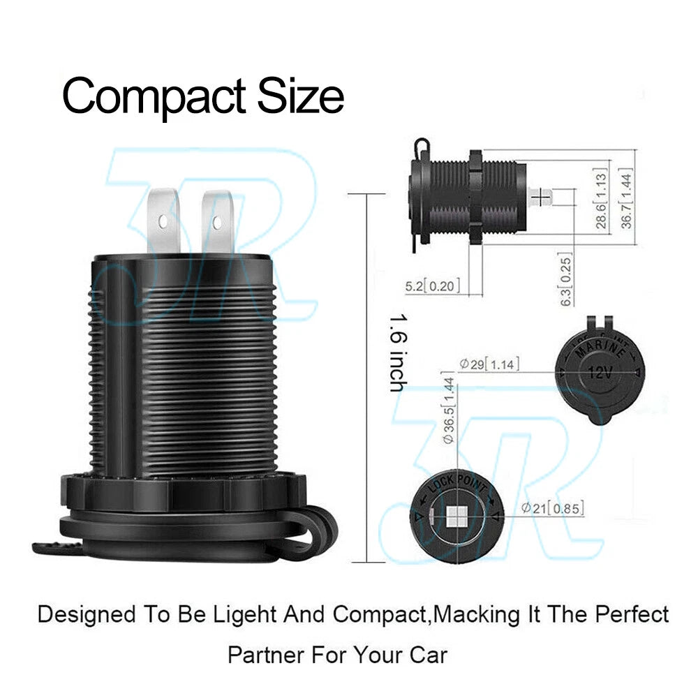 2X 12V Car Cigarette Lighter Socket Waterproof USB Charger Power Adapter Outlet - view 9