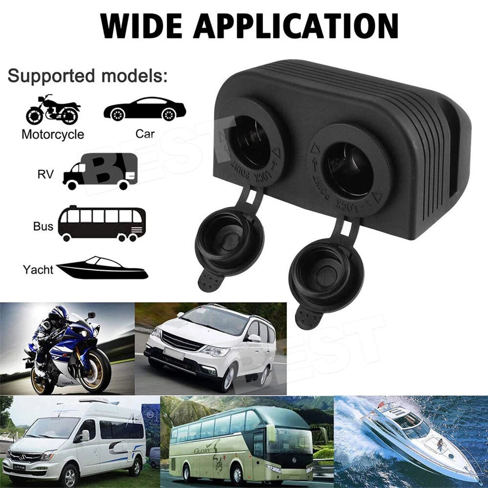 12V Socket Dual Power Sockets 12 Volt Cigarette Lighter Socket Interior Outlet - view 7