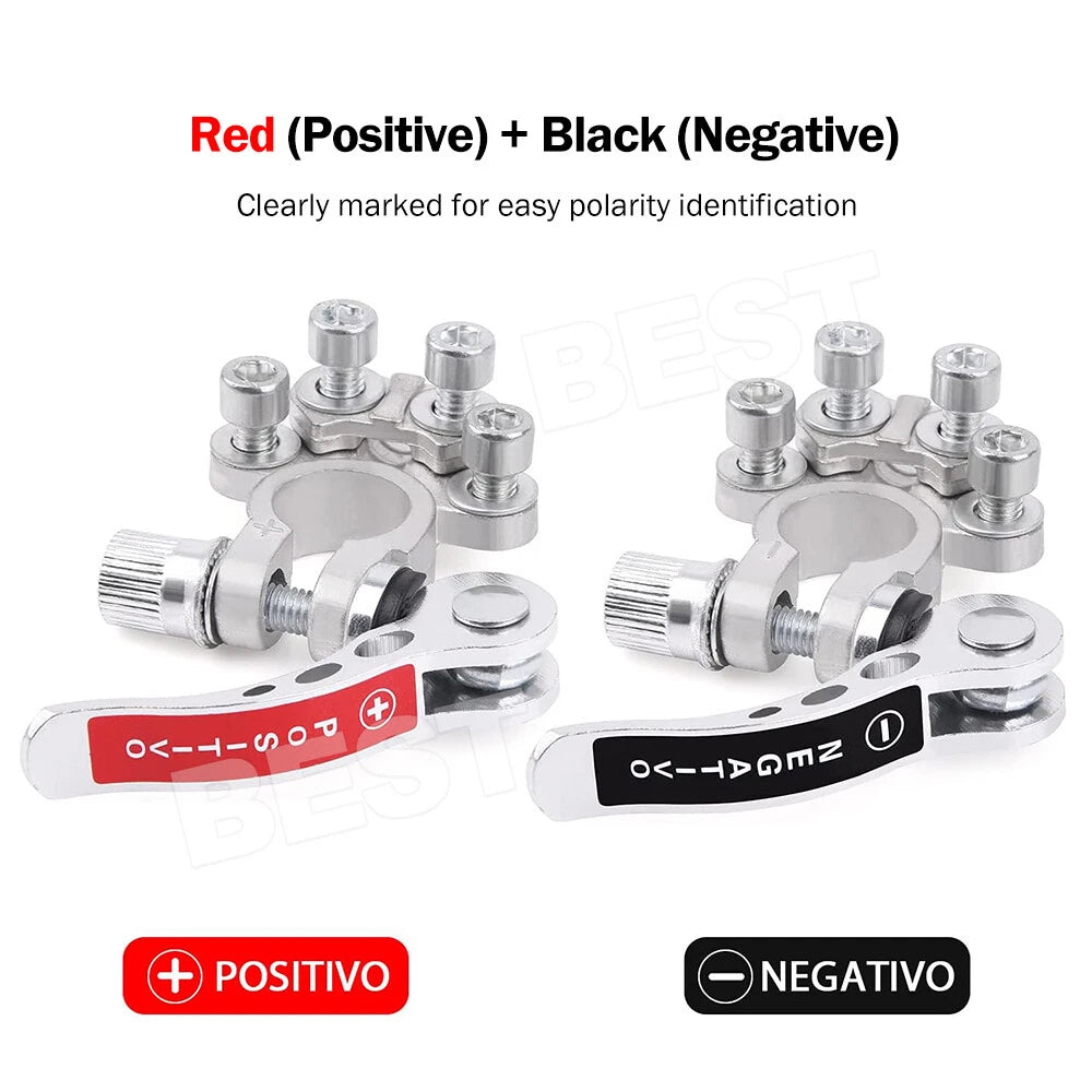 2x 12V 4-Way Battery Terminal Connectors Clamp Car Marine Caravan Quick Release - view 1