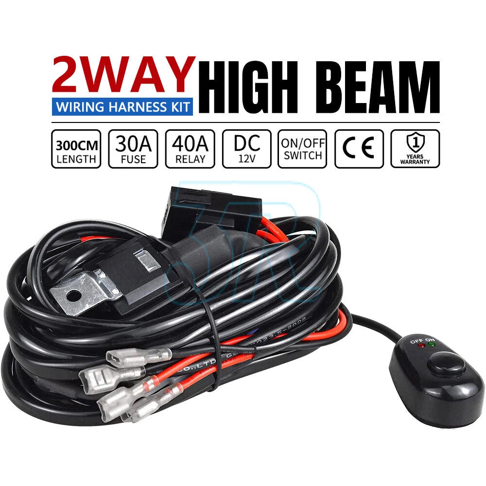 12V 40A Wiring Harness Led Hid Spot Work Driving Light Bar Loom Relay Switch kit - view 1