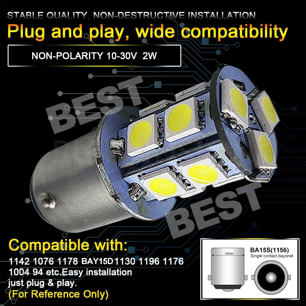 8X White BAY15D 13SMD LED 1156 Car Tail Brake Stop Tail Light Bulb Globe 12v - view 4