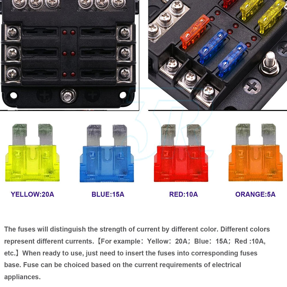 23PCS 6 Way Blade Fuse Box Block Holder Indicator LED Light 12V/32V Car Marine - view 6