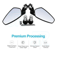 Universal Motorcycle 7/8" Handle Bar End Mirrors Rear Side View Cafe Racer Set - view 2