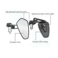 Universal Motorcycle 7/8" Handle Bar End Mirrors Rear Side View Cafe Racer Set - view 4