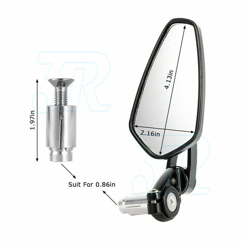 Universal Motorcycle 7/8" Handle Bar End Mirrors Rear Side View Cafe Racer Set - view 6
