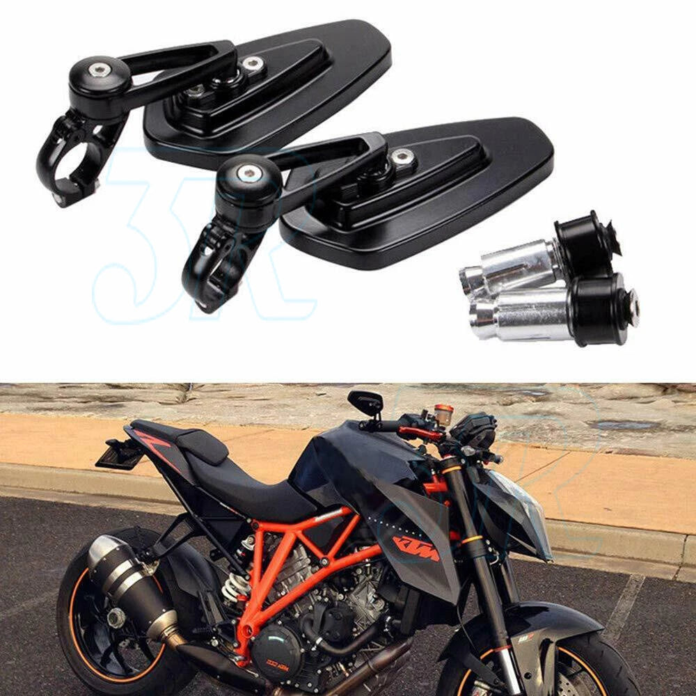 Universal Motorcycle 7/8" Handle Bar End Mirrors Rear Side View Cafe Racer Set - view 9