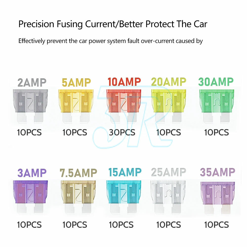120 Standard Blade Auto Car Assorted Fuses Assortment Kits Sets 2A-35A With Box - view 2