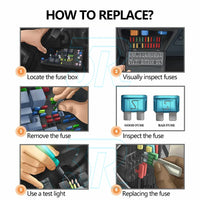 120 Standard Blade Auto Car Assorted Fuses Assortment Kits Sets 2A-35A With Box - view 5