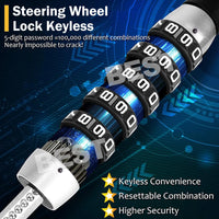 Car Steering Wheel Lock Keyless 5 Coded Combination Locker Security Anti Theft - view 3