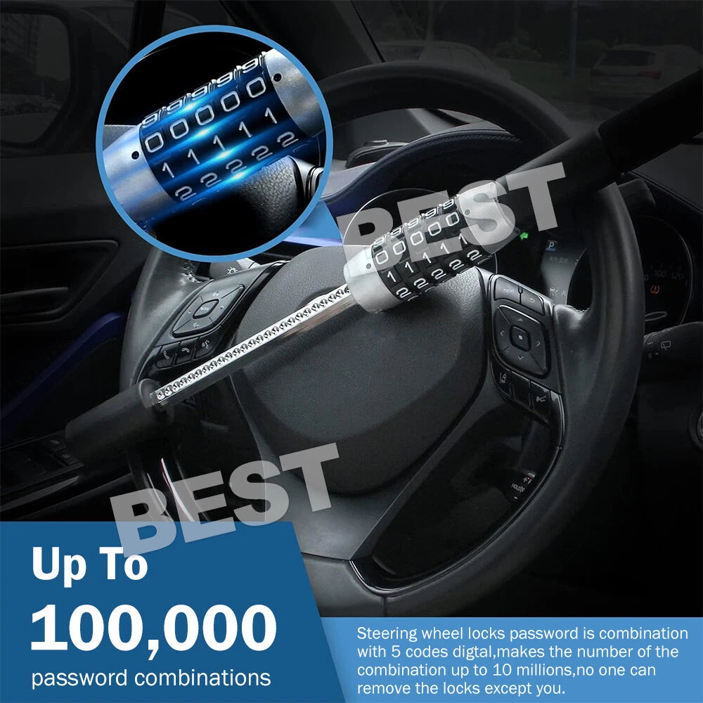 Car Steering Wheel Lock Keyless 5 Coded Combination Locker Security Anti Theft - view 4