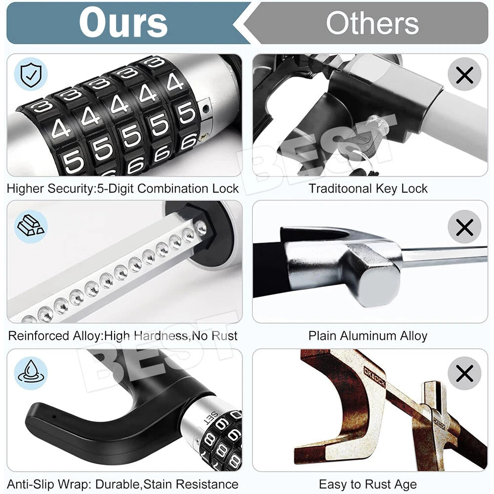 Car Steering Wheel Lock Keyless 5 Coded Combination Locker Security Anti Theft - view 5