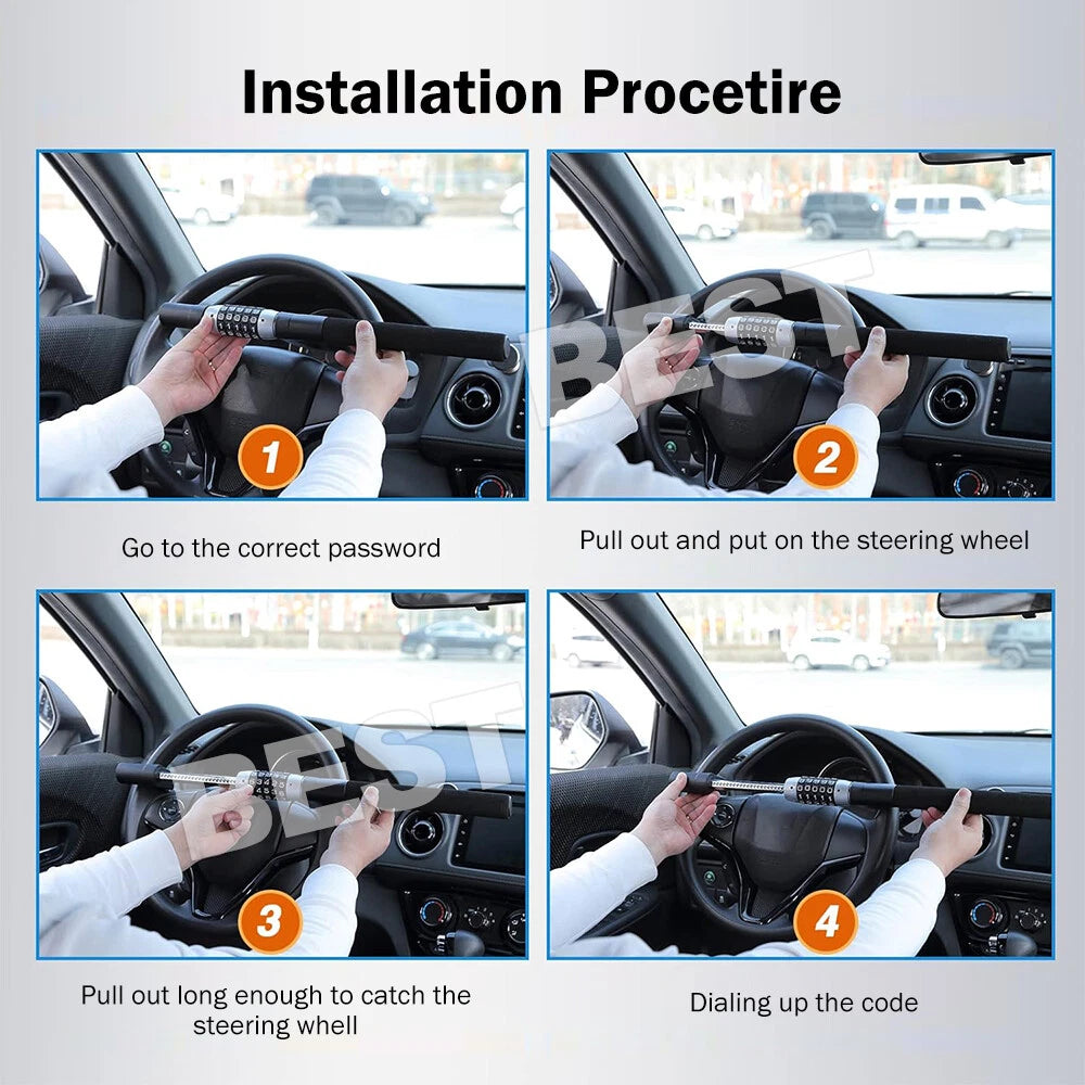 Car Steering Wheel Lock Keyless 5 Coded Combination Locker Security Anti Theft - view 9