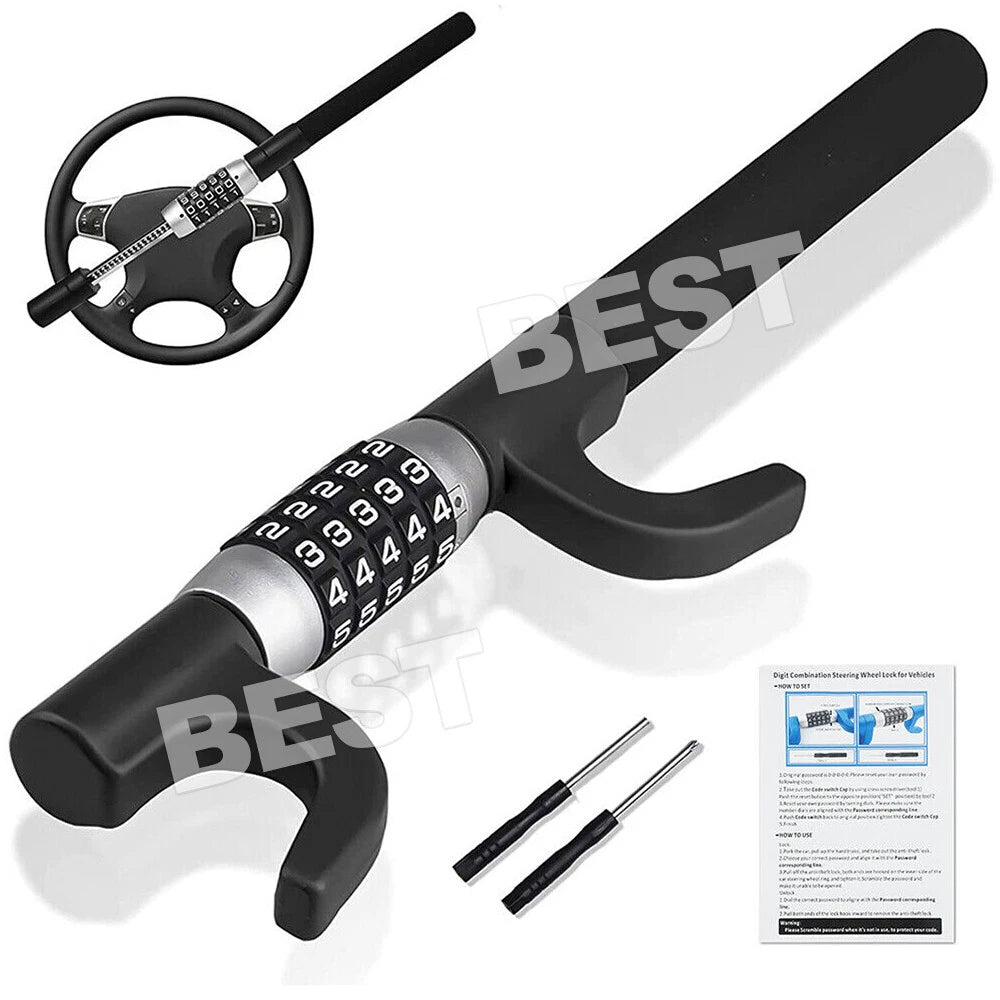 Car Steering Wheel Lock Keyless 5 Coded Combination Locker Security Anti Theft - view 10