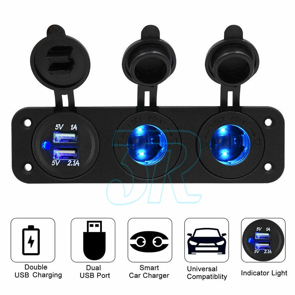 12V Cigarette Lighter Socket Adapter Power Plug DC USB Charger Car Boat Caravan - view 1