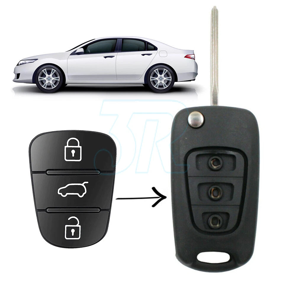 4X 3 Button Flip Key Replacement Rubber Keypad For Hyundai i30 i20 i35 Elantra - view 6