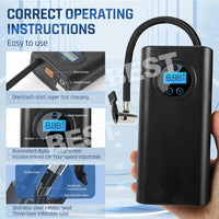 Car Bike Tire Air Inflator Portable Tyre Electric Pump Cordless Rechargeable - view 3