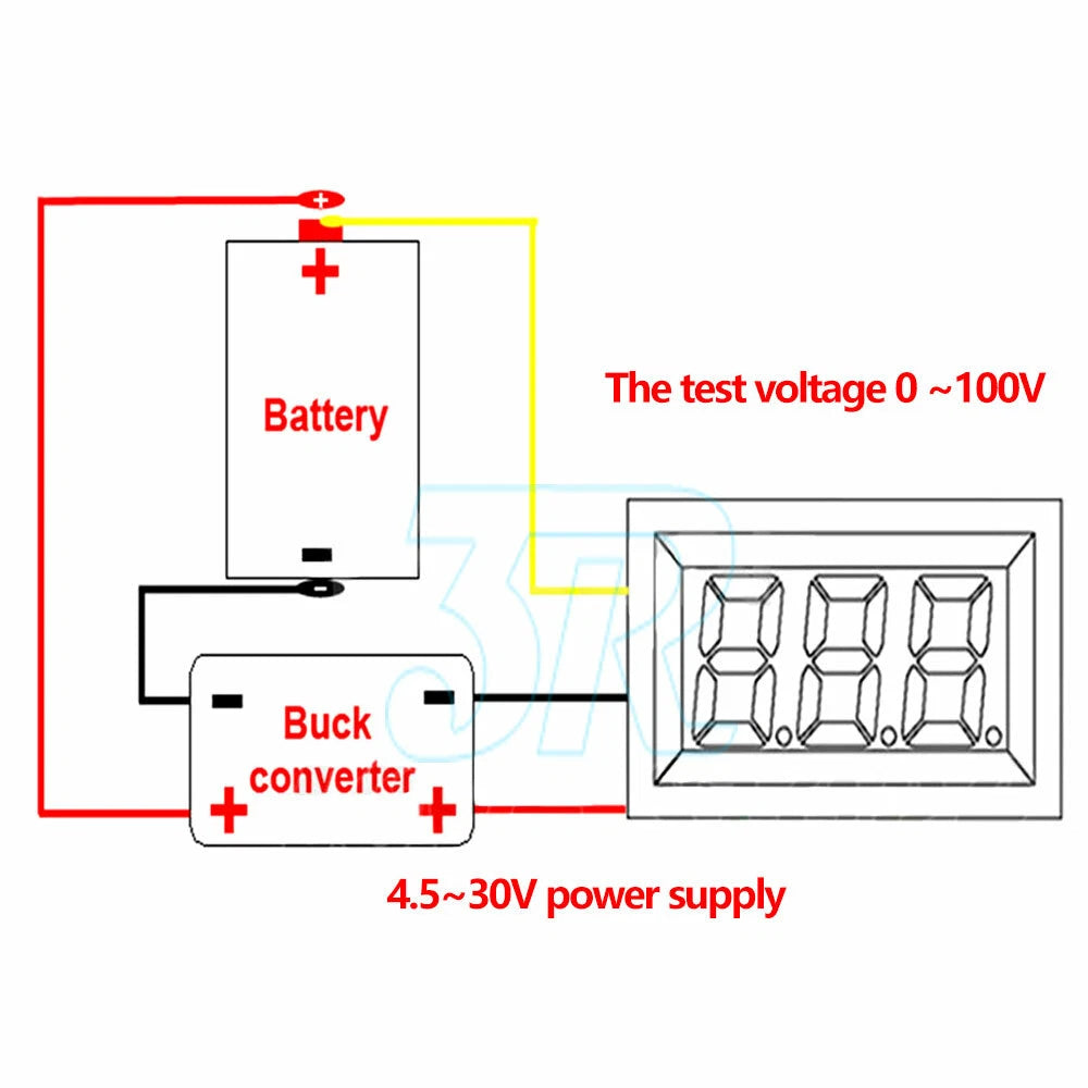 LED Display Digital Voltmeter 0-100V Car Gauge Voltage Volt Panel Meter 3 Wire - view 7