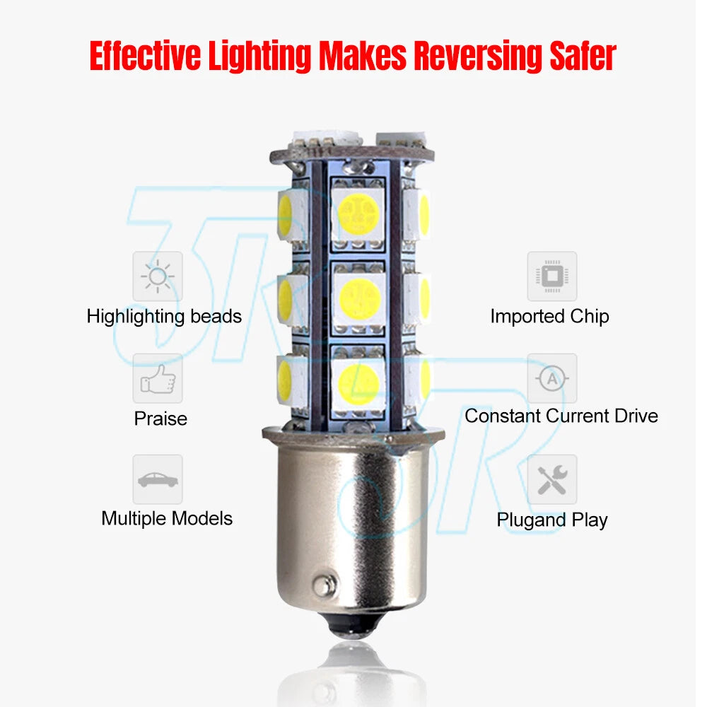 4X 18 LED BRAKE REVERSE TURN STOP TAIL LIGHT BULB 1156 BA15S 12V CAR WHITE GLOBE - view 2