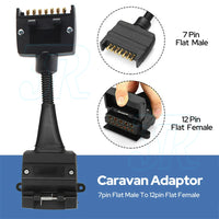 Trailer 12 Pin Female Socket To 7 Pin Flat Plug Adaptor Caravan Wiring Connector - view 2