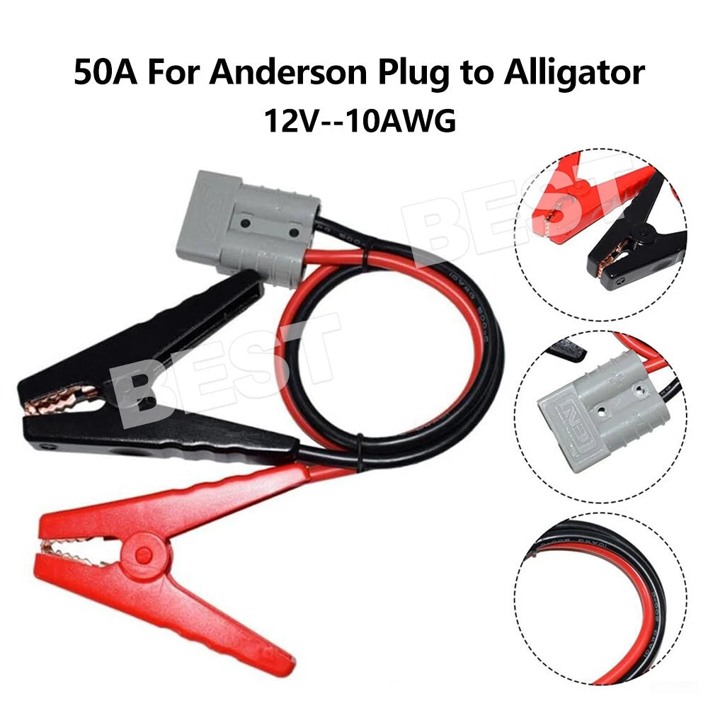 Genuine Anderson Plug to 12V Alligator Clip Clamps Battery Connectors 600W 50A - view 1