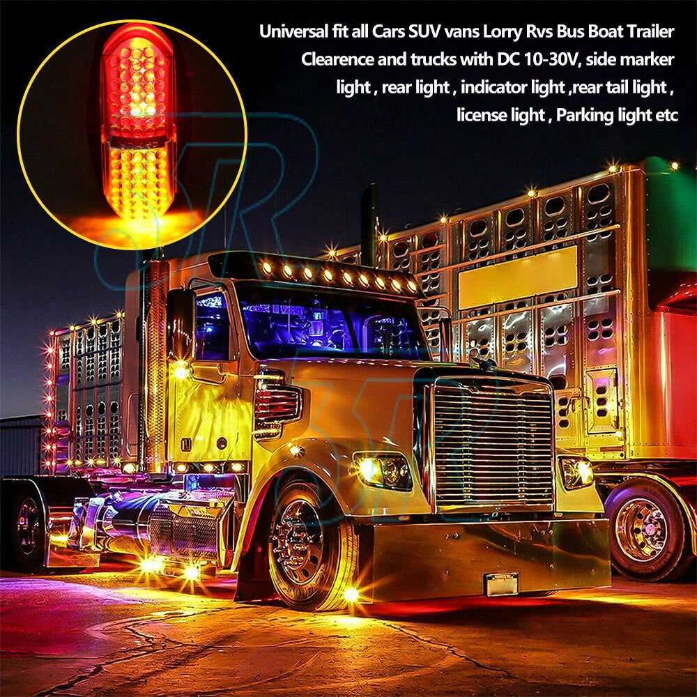 10x Red Amber LED Clearance Lights Side Marker Lamp Trailer Truck