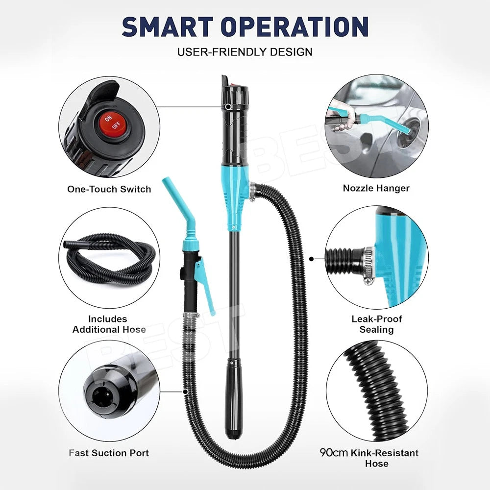 2.4 Gallon Electric Syphon Pump Battery Operated Petrol Oil Water Fuel Transfer - view 2