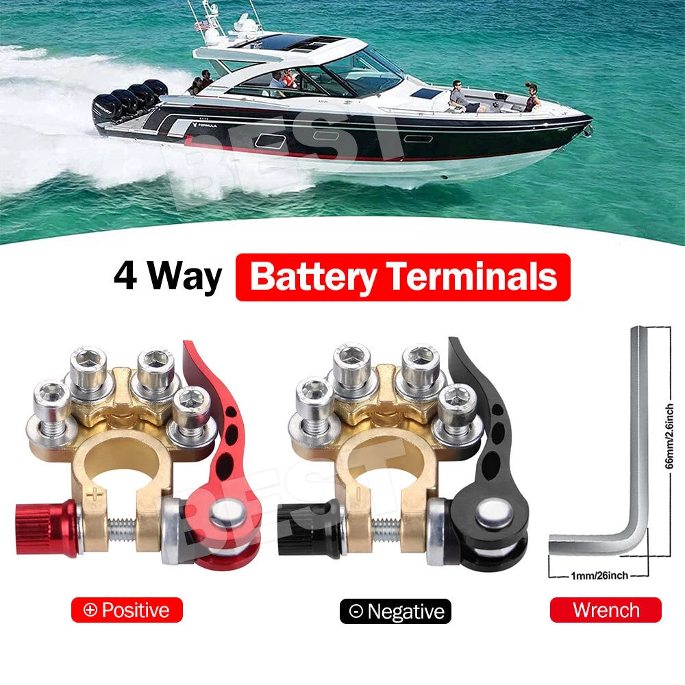 Pair 12V 4-Way Car Battery Terminals Isolator Batteries Connector Clamp Caravan - view 2