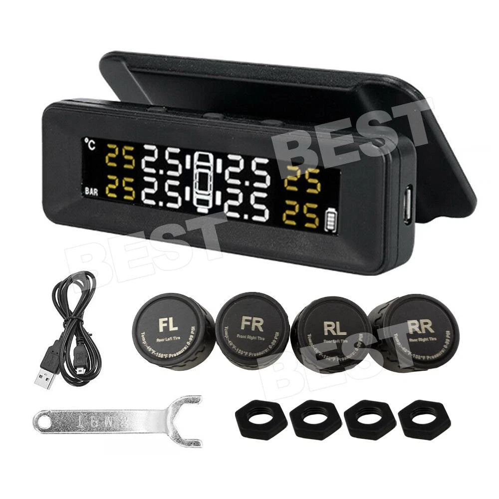Solar Wireless Car TPMS Tire Monitor Tyre Pressure Monitoring System + 4 Sensors - view 2