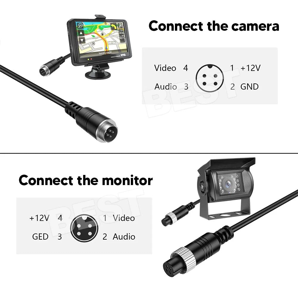 10M 4Pin Video Extension Cable (SS03) Wire For Bus Truck Reversing Rear Camera - view 2