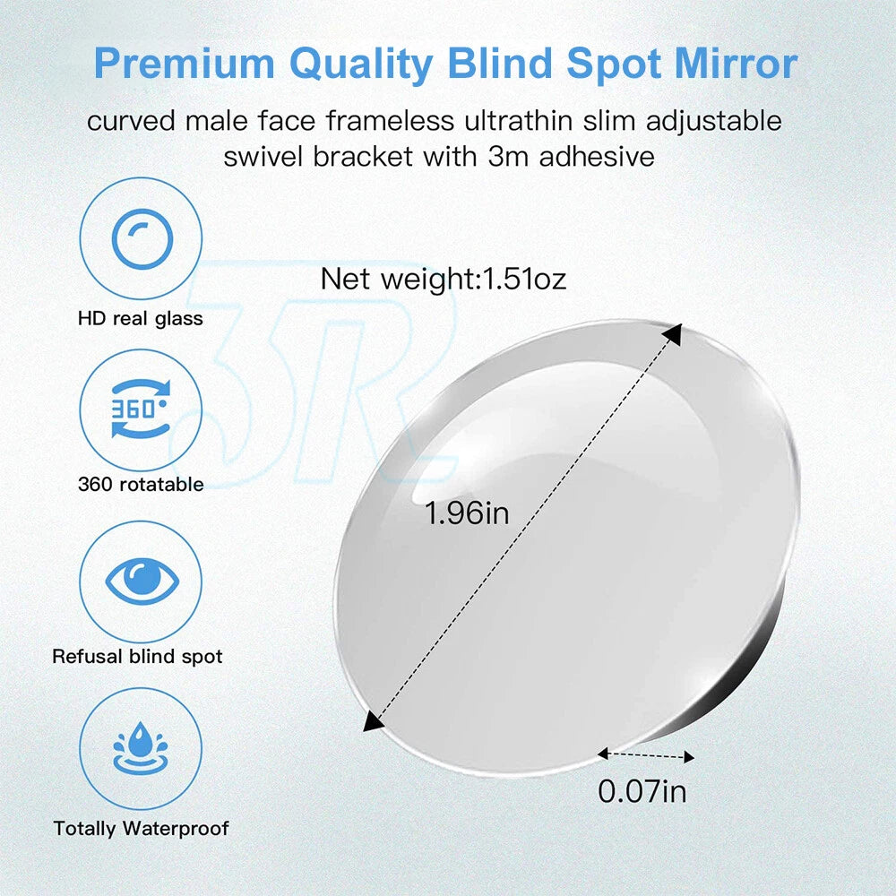 8x Blind Spot Car Mirror Rimless Wide Angle Convex Mirrors Frameless Glass - view 2