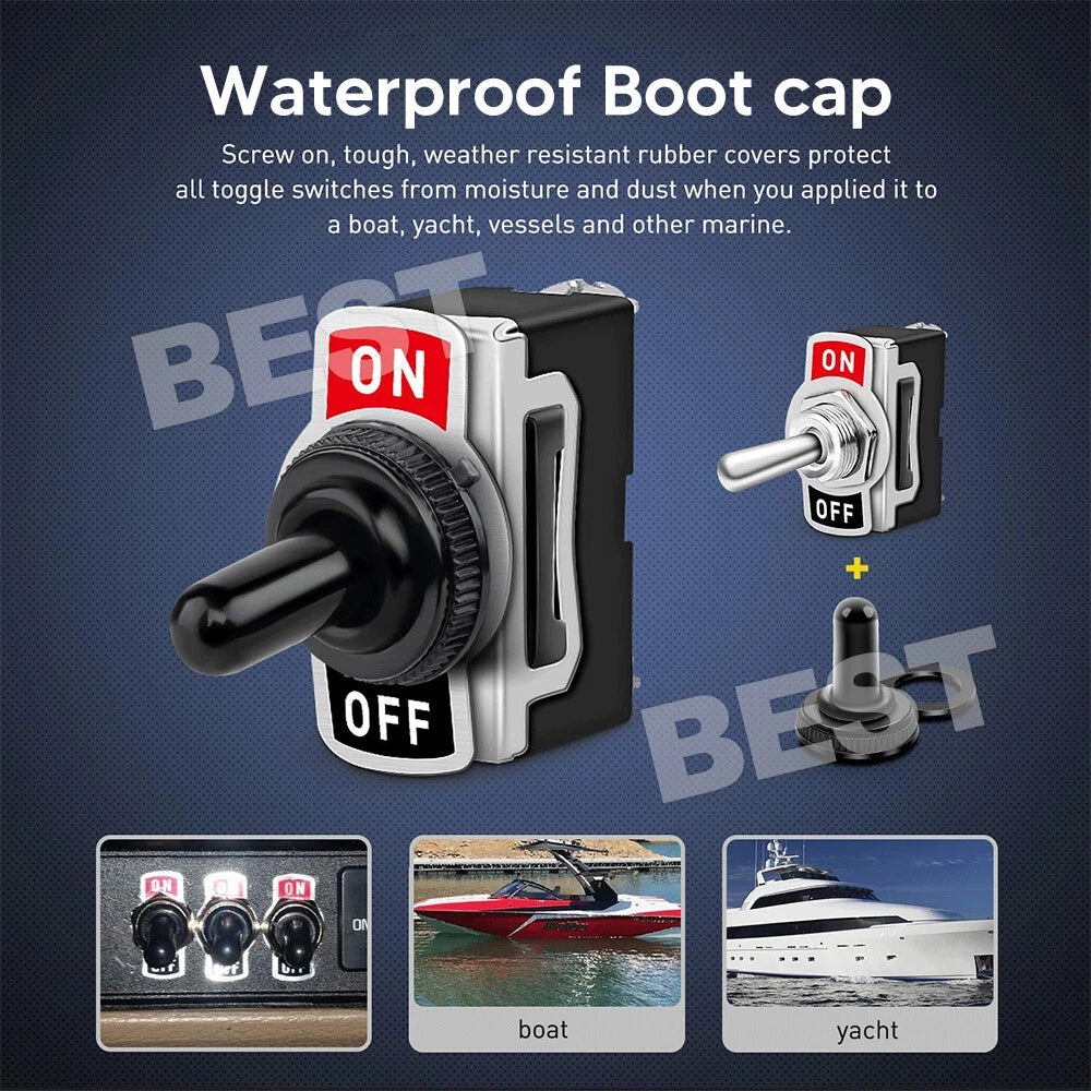 10pcs 12 Volt Toggle Flick Switch Waterproof ON/OFF Car Dash Light Metal Boot - view 4