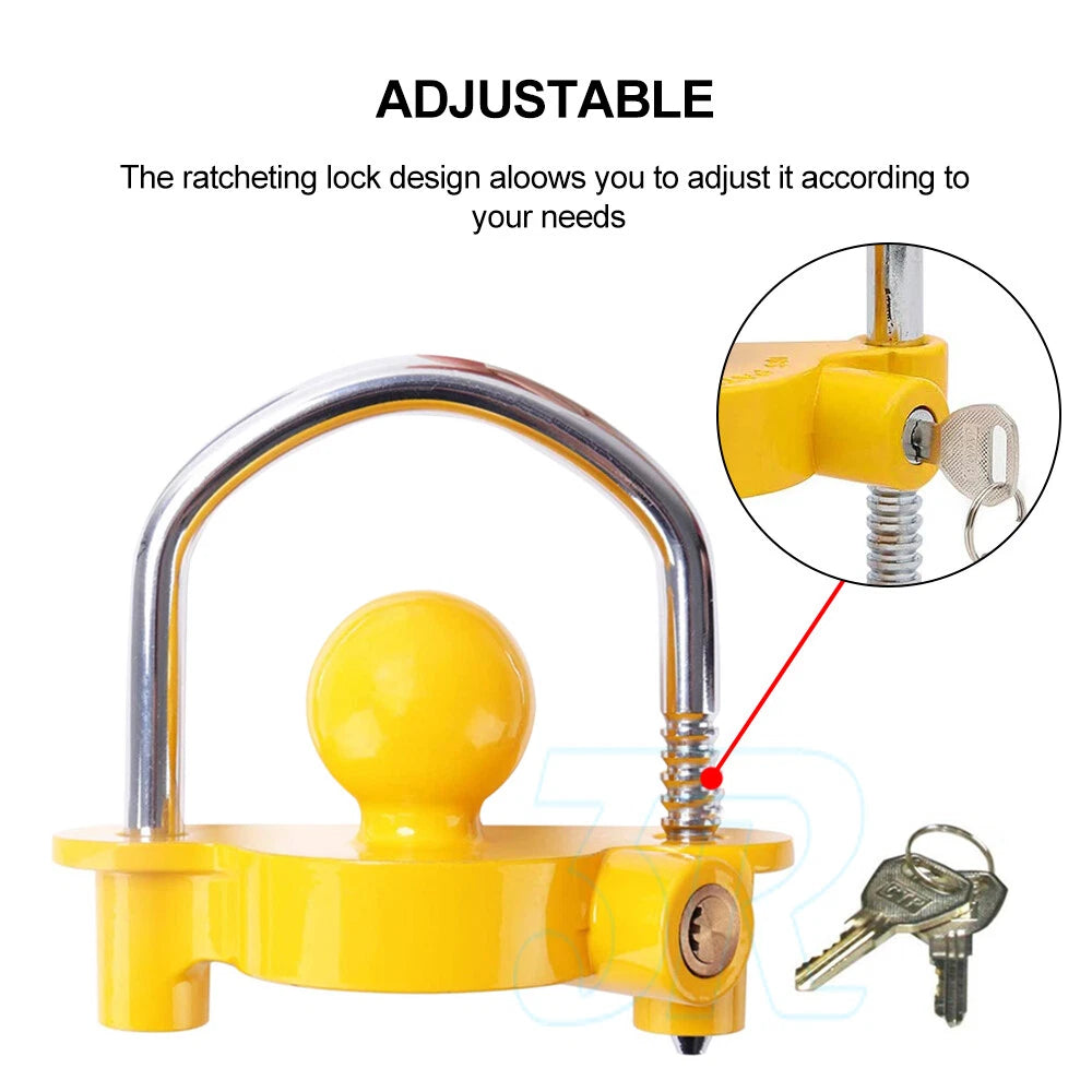 Trailer Parts Coupling Lock Universal Hitch Tow Ball 2 Keys Caravan Antitheft - view 4