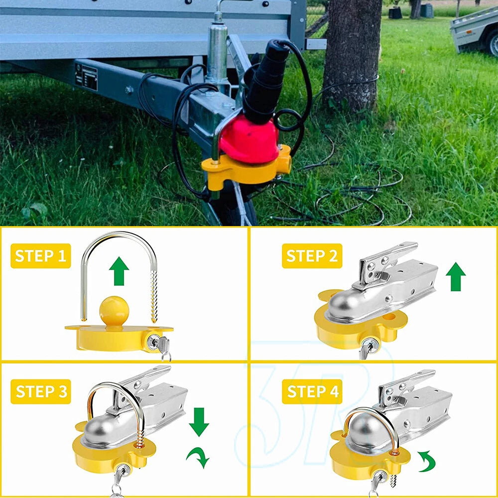 Trailer Parts Coupling Lock Universal Hitch Tow Ball 2 Keys Caravan Antitheft - view 8