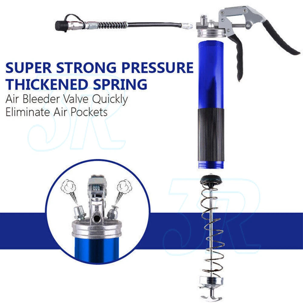 7000PSI Grease Gun Pressure Pistol Grip Dual Flow Flex Hose Industrial Quality - view 5