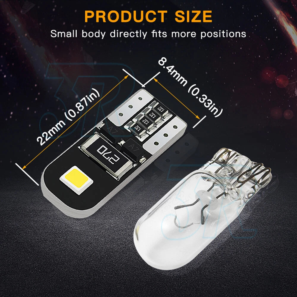 10PCS CANBUS Error Free T10 W5W 194 168 Wedge Interior LED Light Bulbs - view 8