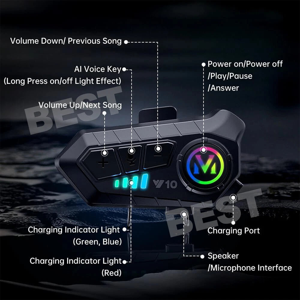 HiFi Bluetooth Motorcycle Helmet Headset Wireless call Motorbike Headphone - view 2
