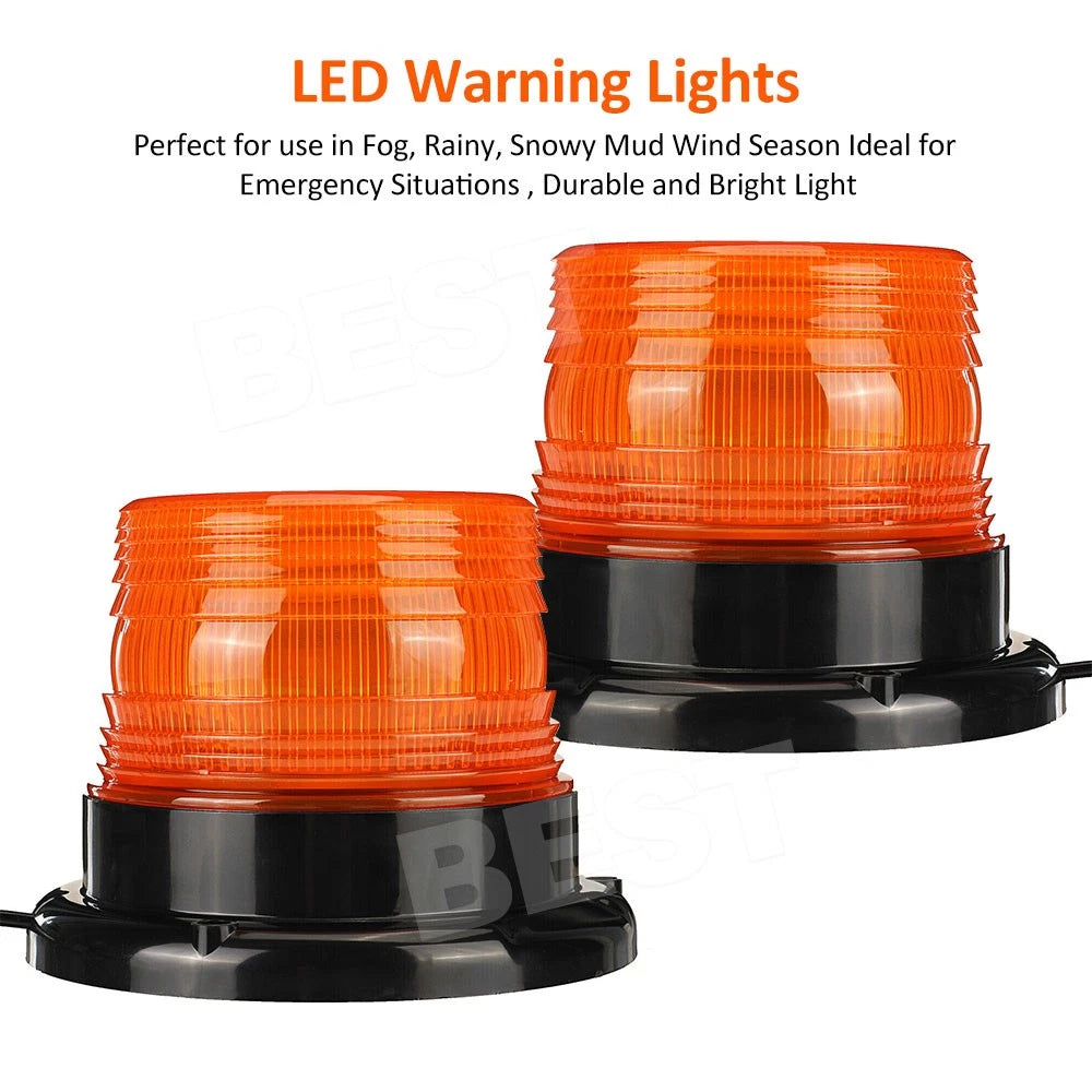2PCS LED Beacon Flashing Lights Magnetic Strobe Emergency Warning Light Lamp 12V - view 2