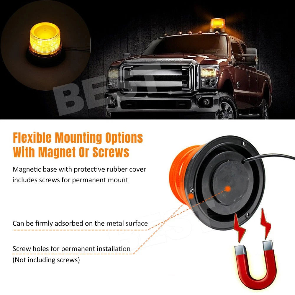 2PCS LED Beacon Flashing Lights Magnetic Strobe Emergency Warning Light Lamp 12V - view 6