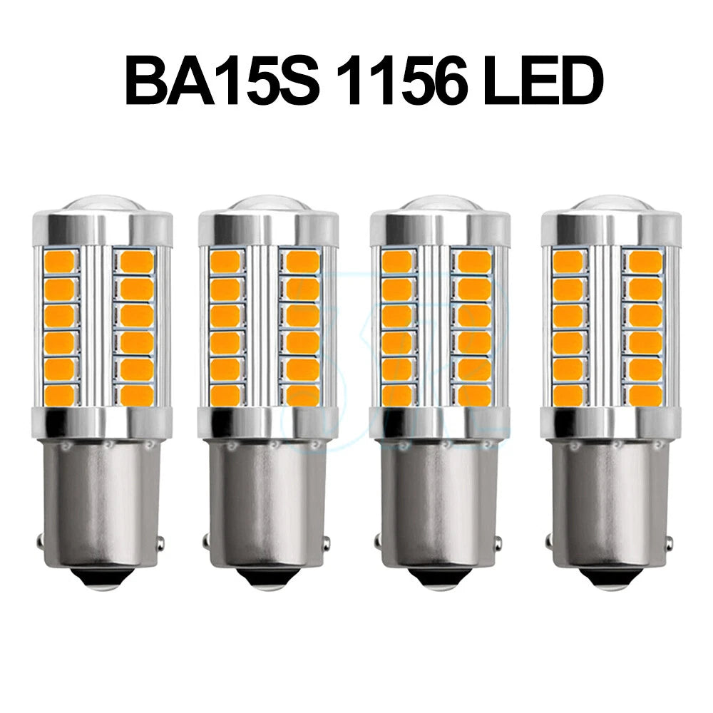 4pcs LED Car Amber BA15S P21W 1156 Backup Reverse Light 33-SMD 5730 - view 1