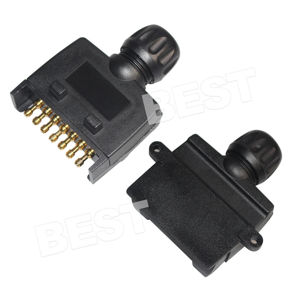7 Pin Flat Trailer Plug Male Female Socket Set Caravan Boat Adaptor Connector - view 8