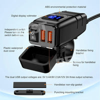 Dual USB Port Motorcycle Fast Charger Socket LED Voltmeter Display ON/OFF Switch - view 2